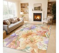 Générique Tapis de Salon Gloire du Matin 60x90cm, Fleurs Jaunes Botanique Tapis Antidérapant à Poils Ras Lavable en Machine Rectangulaire pour Chambre Cuisine Bureau QAZ22
