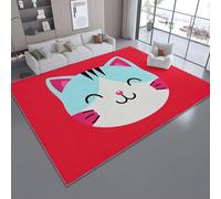 Générique Tapis de Salon Grand Tapis 60 x 90 cm, Lavable à Poils Courts antidérapant Doux - Dessin Animé Mignon Animal Chaton pour Chambre à Coucher Chambre Bureau Salle à Manger Rouge