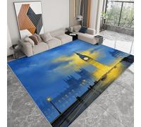Générique Tapis de Salon Lavable 120 x 170 cm Paysage Naturel, Tapis antidérapant Londres big Ben scène Nocturne pour Chambre - Coureur imprimé à Poils Courts pour Salle à Manger Bureau Salle de Jeux
