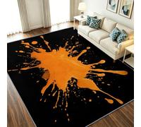 Générique Tapis de Salon Lavable en Machine 120 x 180 cm 3D Abstrait Moderne Moquette Antidérapant à Poils Courts, Graffiti Bloc Couleur - Tapis de Sol à Poils Ras pour Chambre et Cuisine, Noir