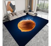 Générique Tapis de Salon Lavable en Machine 140 x 200 cm, Tapis Antidérapant Poils Courts Sports Basketball Eau Feu Éléments - Moquette Imprimé Rendu 3D Doux pour Chambre la Bureau à Domicile