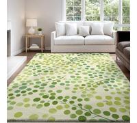 Générique Tapis de Salon Lavable en Machine 140 x 200 cm Tapis antidérapant, Tapis de Chambr Moderne Minimaliste Élégant Pois pour Le Salon, l'entrée, la Chambre et la Cuisine, Crème Vert