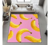 Générique Tapis de Salon Lavable en Machine 60x90 cm - Faible Poil Entretien Facile Antidérapant avec Moderne Fruit Banane Imprimé Tapis Chambre pour Chambre d'enfant Le Bureau à Domicile, Rose