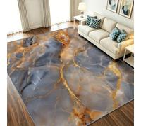 Générique Tapis de Salon Lavable en Machine 80 x 150 cm Abstrait Moderne Moquette Antidérapant à Poils Courts, Effet Marbre Minéral - Tapis d'entrée Poils Ras pour Chambre et Cuisine, Gris