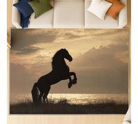 Générique Tapis de Salon Lavable en Machine - Tapis antidérapant Moelleux Grand Format, Tapis Doux pour entrée, Chambre et Cuisine, 60 X 120 cm, Silhouette Prairie sautant, Noir