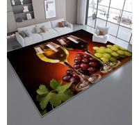 Générique Tapis de Salon Minimalisme Photographie Verre À Vin Raisins, Rouge Tapis Lavable Antidérapant en Machine Poil Court Doux - pour Chambre à Coucher Salon Enfant Et Salle à Manger 80 x 150 cm