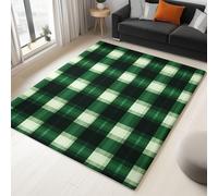 Générique Tapis de Salon Minimaliste Rayure Carreau - Grand Tapis Lavable Super Doux et Antidérapant, Moquette Poil Ras Chambre, pour Manger, l'entrée et la Cuisine, 80x150 cm, Vert