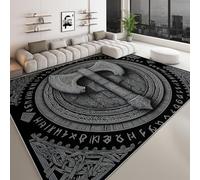Générique Tapis de Salon Moderne 100 x 160 cm Style Rétro, Tapis Antidérapant Viking Runes Hache Boucliers Doux et Durable - Moquette Grand Lavable pour Chambre Adulte Salle à Manger Cuisine