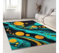 Générique Tapis de Salon Moderne 60 x 90 cm Abstrait Tourbillon Agate Texture, Tapis Imprimé Bleu Foncé Doux et Léger - Moquette Antidérapant pour Salle à Manger Chambre Couloir Bureau Salle de Jeu