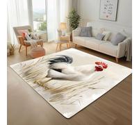 Générique Tapis de Salon Moderne Animaux De Ferme Ruraux Coq Rectangulaire Carpet Lavable en Machine Poussins Poils Ras Descente de Lit Doux et Antidérapant Tapis D'entrée 180x240cm