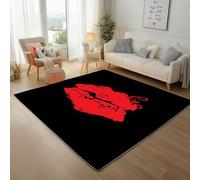 Générique Tapis de Salon Moderne LèVres Noires Peintes Rectangulaire Carpet Lavable en Machine LèVres Minimalistes Poils Ras Descente de Lit Doux et Antidérapant Tapis D'entrée 60x110cm