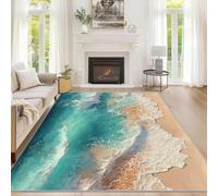Générique Tapis de Salon Océan 240x300 cm, Tapis Motif Côtier Mer Plage Antidérapant et Lavable en Machine, Paillasson Interieur Entree à Poil Ras pour Chambre ZY&L2