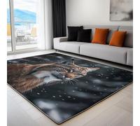 Générique Tapis de Salon Photographie Animaux Chat 120 x 180 cm Doux Antidérapant Lavable en Machine Tapis Gris Foncé, pour Salon Chambre d'enfant Chambre de Gamer, décoration de Chambre