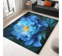 Générique Tapis de Salon Pivoines Surréalistes Taille Moyenne 80x150 cm Doux et Lavable Décoration Élégante pour Chambre de Femme ou Jeune Fille - Bleu