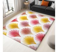 Générique Tapis de Salon Plume De Paon en Éventail Dessinée À La Main 160 x 230 cm Poil Court Tapis, Moderne Chambre Enfant Adulte Blanc Doux Lavable Antidérapant Moquette pour Entrée Cuisine Couloir