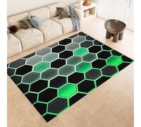 Générique Tapis De Salon Poils Ras Jeux, Tapis Lavable Motif en nid d'abeille aux Couleurs néon antiderapant Long Absorbant de Salon Chambre pour Les Chambres Jeunes Adulte Fille Garcon 80x120cm