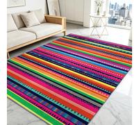 Générique Tapis de Salon Rayé Sud-Ouest Coloré 80 x 150 cm, Tapis de Chambre Doux Lavable en Machine, Décoration pour Cuisine Entrée Salle de Détente Dessous de Lit et Dortoir, Style Exotique