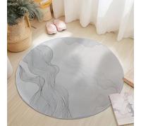 Générique Tapis de Salon Rond,90 cm Rond Tapis de Sol Rond Minimalisme Abstraction Lignes Antidérapant Anti-Fatigue pour Salle à Manger Descente de Lit ou Chambre Enfant Blanc