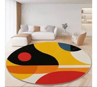 Générique Tapis de Salon Rond, Imprimé Art Abstrait Moderne Tapis Antidérapant Doux pour Salle à Manger Chambre Canapé Cuisine ou Salle de Jeux 90 cm, Coloré