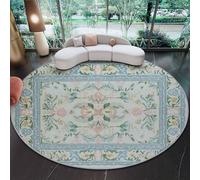 Générique Tapis de Salon Rond, Imprimé Style Antique Fleurs Texture Tapis Antidérapant Doux - pour Salle à Manger Chambre Canapé Cuisine ou Salle de Jeux 150 cm Rond Blue-Green