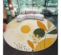 Générique Tapis de Salon Rond, Imprimé Style Moderne du Milieu du Siècle Abstraction Tapis Antidérapant Doux - pour Salle à Manger Chambre Canapé Cuisine ou Salle de Jeux 150 cm Rond Beige