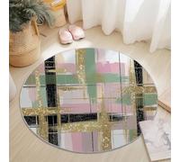 Générique Tapis de Salon Rond, Imprimé Treillis Pailleté Abstrait Tapis Antidérapant Doux pour Salle à Manger Chambre Canapé Cuisine ou Salle de Jeux 180 cm, Rose Vert