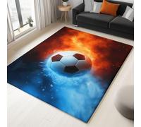 Générique Tapis de Salon Sport Football Glace feu éléments - Grand Tapis Lavable Super Doux et Antidérapant, Moquette Poil Ras Chambre, pour Manger, l'entrée et la Cuisine, 80x150 cm, Multicolore
