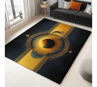 Générique Tapis de Salon Symboles Célestes Soleil Lune Étoiles 140 x 200 cm Poil Court Moderne Chambre Enfant Adulte Tapis, Noir Doux Lavable Antidérapant Moquette, pour Entrée, Cuisine, Couloir