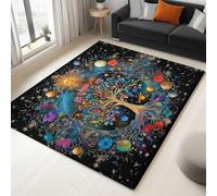 Générique Tapis de Salon Tapis de Sol Adulte Flanelle Grand Lavable en Machine Antidérapant Doux Arbre de Vie Magique Étoiles Colorées Mystique Fantaisie Maison 120x170cm Unique