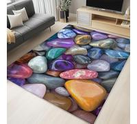 Générique Tapis de Salon Terrazzo Galets Style Naturel 80 x 120 cm, Tapis de Chambre Doux Lavable en Machine, Décoration pour Cuisine Entrée Salle de Détente Dessous de Lit et Dortoir, Multicolore