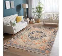 Générique Tapis de Salon Ultra Doux Moelleux et Lavable, Style Traditionnel Floral Texture Tapis pour Chambre avec Dessous Antidérapant - 90 x 120 cm Couleur Antique pour Salon Chambre à Coucher