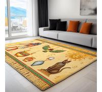 Générique Tapis de Sol 60 x 90 cm égypte Antique Symboles, Lavable Tapis imprimé à Poils Courts - Coureur Moquette Style Tribal pour Chambre - Coureur antidérapant pour Cuisine et Salle à Manger