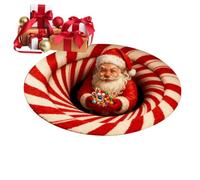Générique Tapis de Sol de Noël Illusion D'optique Père Noël | Tapis de Sol de Noël pour Salon pour Chambre Salon Entrée Dortoir Appartement Ferme Vacances d Hiver Fête Hôtel