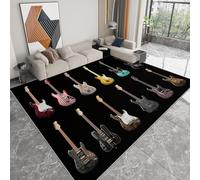 Générique Tapis de Sol Moderne Lavable en Machine Tapis Rayures De Guitare Musicale Antidérapant à Poils Courts Doux Moquette pour Interieur Chambre Salon, Salle à Manger, 160 x 230 cm