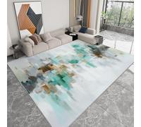 Générique Tapis de Sol Salon 80 x 150 cm, Grand Doux Anti-Dérapant Basse Hauteur Lavable, Faux Laine Rectangulaire Blanc Art Abstrait Graffiti pour Maison Chambre Lit Salle à Manger Bureau