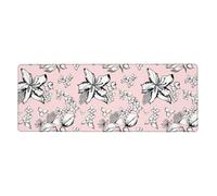 Générique Tapis De Souris Gaming 700X300 Fleur Noire Blanche Tapis de Bureau Clavier,avec Bords Cousus et Base en Caoutchouc Antidérapant,Protection Desktop,Convient pour Le Travail et Les Jeux