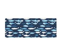 Générique Tapis De Souris Gaming 700X300 Poisson Blanc Tapis de Bureau Clavier,avec Bords Cousus et Base en Caoutchouc Antidérapant,Protection Desktop,Convient pour Le Travail et Les Jeux