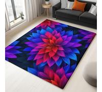 Générique Tapis de Violet Néon Imprimé, Fleur Plante Abstraite Tapis Poil Court, Moquette Doux Antidérapant, Léger Résistant pour Salon Chambre à Coucher Salle à Manger Décoration 80 x 150 cm