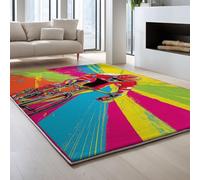 Générique Tapis De Zone, Multicolore Illustration Vibrant Vélo Athlète Imprimé Tapis Antidérapant, Facile À Nettoyer Tapis Carré Ménage Tapis De Sol De Canapé Antidérapant 140 x 200 cm