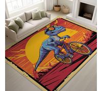 Générique Tapis De Zone, Orange Bleu Animation Vif Cartoon Dinosaure Imprimé Tapis Antidérapant, Facile À Nettoyer Tapis Carré Ménage Tapis De Sol De Canapé Antidérapant 90 x 150 cm