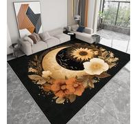 Générique Tapis Décoratif 3D Fleurs Célestes De Bohême Noir, Doux et Confortable Poils Courts Lavable et Antidérapant Tapis pour Salon Chambre Couloir Salle de Jeux et Animaux, 160 x 230 cm