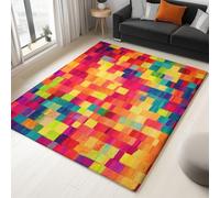 Générique Tapis Décoratif Moderne à Poils Courts 60 x 90 cm Lavable en Machine Style Abstrait Tapis de Salon Antidérapant Cubes Et Formes en Blocs pour Chambre, Bureau Chambre d'enfant