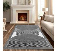 Générique Tapis Décoration Maison pour Bureau, Salle de séjour et Chambre Canapé Lit,Modern Geometric Circle Design Noir Gris Blanc,Neutral,160 x 200 cm