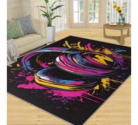 Générique Tapis d'écouteurs 120 x 180 cm, Lavable, Motif Graffiti pour Salon, Chambre à Coucher, Salle à Manger, Cuisine, décoration