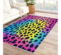 Générique Tapis Dégradé Léopard Lavable 180x200, Grand Tapis Salon Chambre Cuisine, Motif Guépard Coloré Tendance Cool, Antidérapant, Poil Court, Doux, Decoration Maison