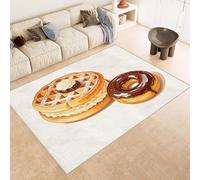 Générique Tapis Desserts 160x230 cm Cachemire Grand Tapis Salon Beignet 3D Motif Résistant aux Taches Nettoyage Facile à l'Aspirateur Machine Descente de lit Chambre Adulte pour Salon Salle à Manger