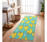 Générique Tapis Dessin Animé Canard en Caoutchouc 50 x 140 cm Cuisine Chambre Lavable en Machine Antidérapant Tapis Bleu-Vert Long Doux Poil Raspour Porte, Cuisine, Salon, Chambre, Buanderie