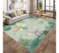 Générique Tapis Dessin Animé Éléphant, Grand Tapis Salon 120x120 Mignon Animaux Enfant Carpette Chambre, Flanelle Poil Ras Moelleux - Antidérapa Lavable en Machine H-3