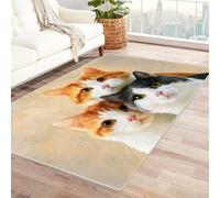 Générique Tapis d'extérieur à Bordures Animaux, Trois Chatons Lavable, imperméable, Facile à Nettoyer, ne Peluche Pas, pour terrasse, Salon(orange25)-90x150cm