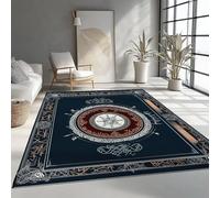 Générique Tapis Doux Lavable 100x150 cm Motif Cercle Emblème Symbole, Dessous antidérapant, Tapis Moelleux à Poils Courts pour Chambre Salon Salle à Manger, Bleu Foncé